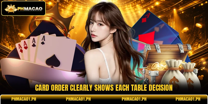 Card order clearly shows each table decision