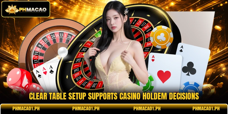 Clear table setup supports Casino Holdem decisions