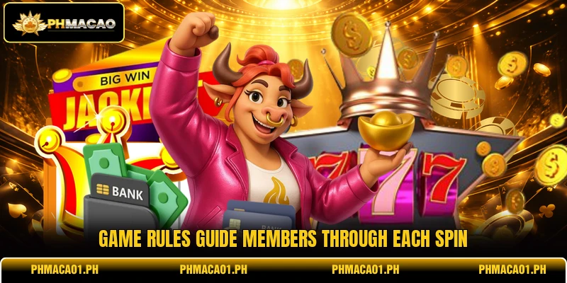 Game rules guide members through each spin