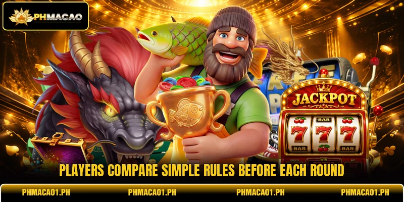 Players compare simple rules before each round Players compare simple rules before each round