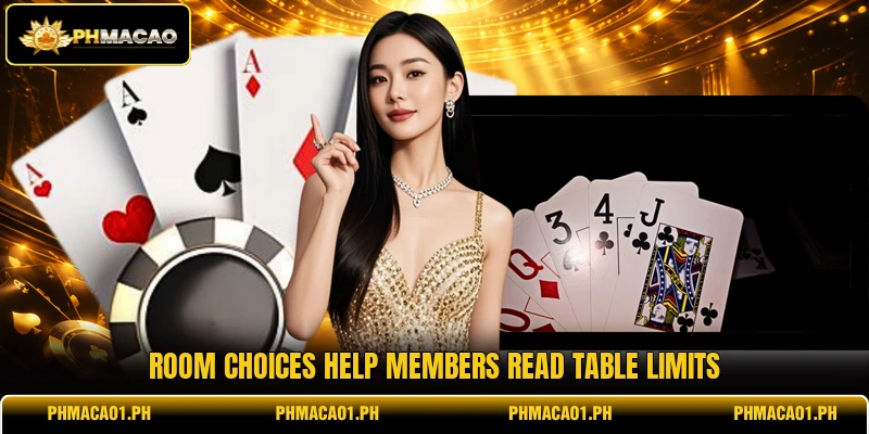 Room choices help members read table limits Room choices help members read table limits