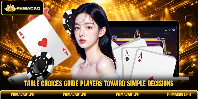 Table choices guide players toward simple decisions
