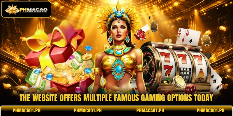 The website offers multiple famous gaming options today